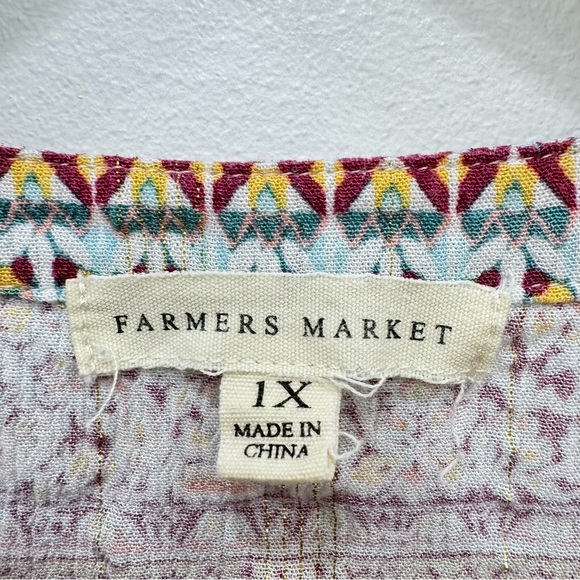 Farmers Market Boho, Flowy Pheasant, 3/4 sleeve ladies blouse Sz 1x breezy cool - Picture 3 of 6